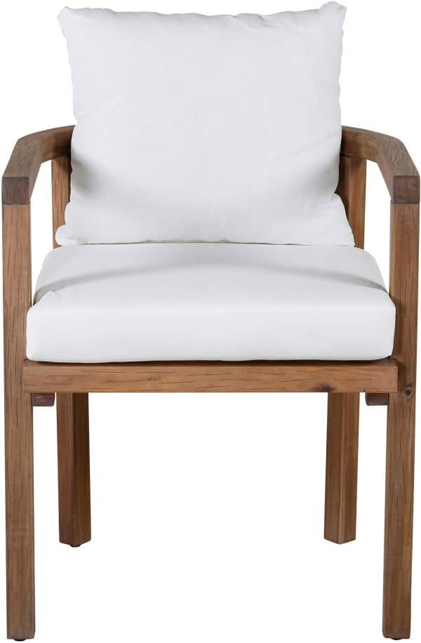 Erica, Udendørs stol med armlæn, akacietræ by Venture Design (H: 68,5 cm. x B: 58,5 cm. x L: 58,5 cm., Hvid/Natur)