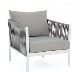 Lounge havestol i aluminium, tetoron og olefin B80 cm - Hvid/Lysegrå