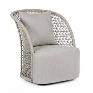 Cuyen rotérbar lounge havestol i aluminium, reb og olefin B93 cm - Sand/Grå