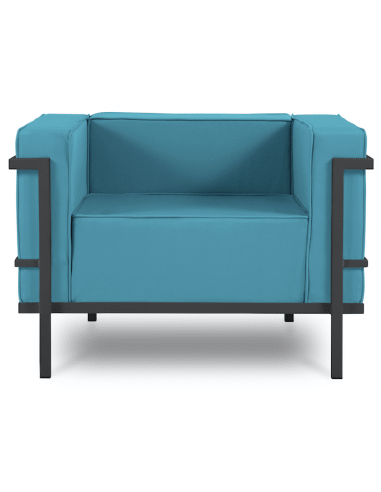 Cannes udendørs lounge havestol i stål og polyester B100 x D70 cm - Antracit/Blå