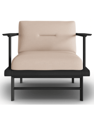 Hawaii udendørs lounge havestol i ask træ og polyester B80 x D80 cm - Sort/Beige