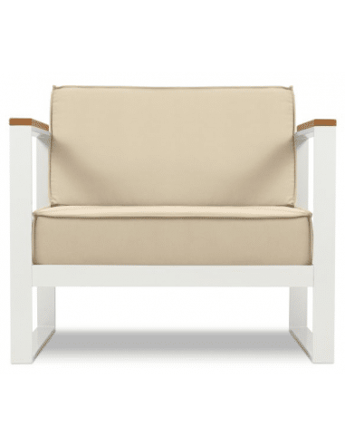 Tahiti udendørs lounge havestol i stål og polyester B90 x D85 cm - Hvid/Beige