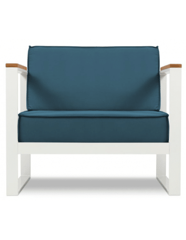 Tahiti udendørs lounge havestol i stål og polyester B90 x D85 cm - Hvid/Blå