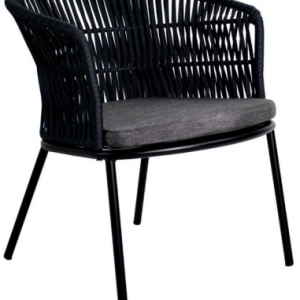 Kyra lounge havestol i metal og reb H70 cm - Sort/Mørkegrå