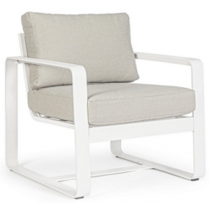 Merrigan lounge havestol i aluminium og olefin H73 cm - Hvid/Natur