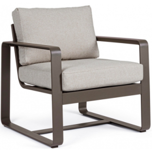 Merrigan lounge havestol i aluminium og olefin H73 cm - Kaffebrun/Natur