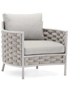 Loop lounge havestol i aluminium og Couturetex H72 cm - Greige