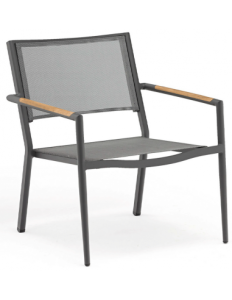 Polo lounge havestol i aluminium og Batyline H79 cm - Antracit/Mørkegrå