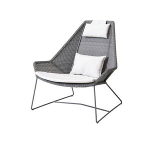 Cane-Line Breeze highback havestol - lysegrå med hynde i hvid