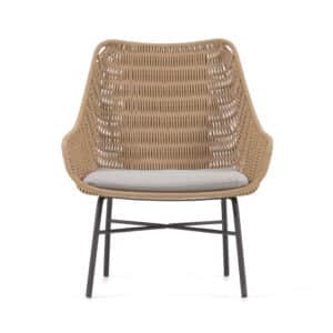 KAVE HOME Abeli lænestol, m. stofhynde - beige reb og stål